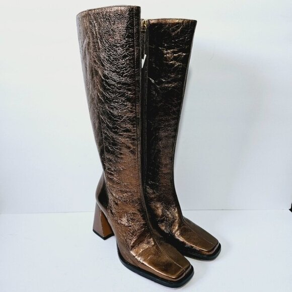 NEW Ana Palma Metallic Bronze Knee High Boots Size 39 US 8.5 Made In Spain - Picture 4 of 9